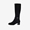Bata弹力长筒靴女2020冬商场新款真皮中高粗跟过膝瘦瘦靴AME82DG0