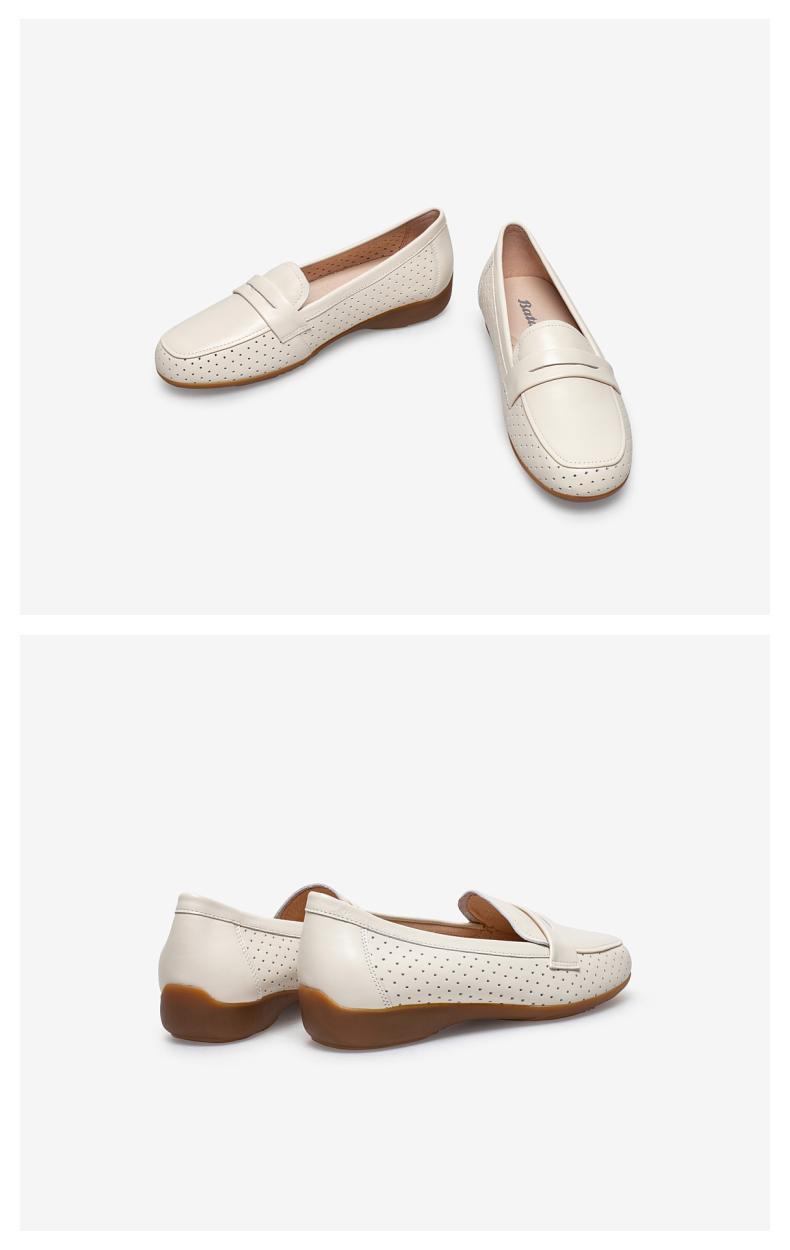 bata乐福鞋女2021春夏商场新款真牛皮百搭复古平底单鞋wge16ba1