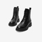 Bata马丁靴女2021冬季商场新款百搭真牛皮粗跟厚底短筒靴95273DD1