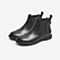 Bata切尔西靴女2021冬季新款百搭英伦真牛皮平底短筒靴60552DD1