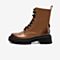 Bata八孔马丁靴女2021冬季新款英伦真牛皮粗跟厚底短筒靴APD40DD1
