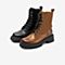 Bata八孔马丁靴女2021冬季新款英伦真牛皮粗跟厚底短筒靴APD40DD1
