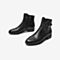 Bata时装靴女2021冬季商场新款百搭粗跟软底牛皮短筒靴AWG76DD1
