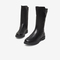Bata时装靴女2021冬季商场新款真牛皮平软底中筒靴加绒AV562DS1
