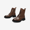 Bata厚底马丁靴女2021冬季商场新款英伦真牛皮粗跟短筒靴WIG07DZ1