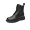 Bata八孔马丁靴女2021冬季商场新款英伦真牛皮粗跟短筒靴WNJ09DD1