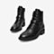 Bata八孔马丁靴女2021冬季新款英伦真牛皮粗跟软底短筒靴AKL46DZ1