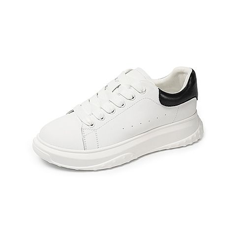 Bata小白鞋女单2021秋季新款百搭平厚底透气运动板鞋W9986CM1