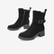Bata时装靴女2021冬季商场新款百搭粗高跟真皮中筒靴27016DZ1
