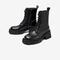 Bata厚底马丁靴女2021冬季新款潮酷真牛皮粗高跟短筒靴87616DZ1
