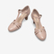 Bata包头凉鞋女2022夏商场新款羊皮镂空复古软底高跟鞋AD329BK2
