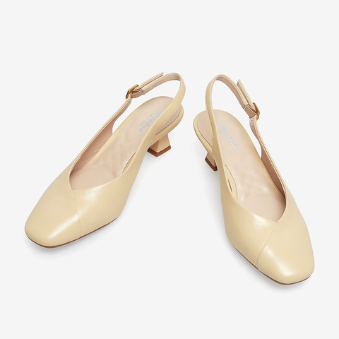 Bata包头凉鞋女2023春季商场新款羊皮优雅通勤复古高跟鞋AOJ03AH3