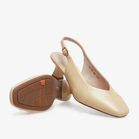 Bata包头凉鞋女2023春季商场新款羊皮优雅通勤复古高跟鞋AOJ03AH3