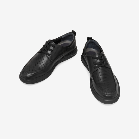 Bata休闲皮鞋男2023夏季商场新款英伦牛皮通勤透气皮鞋A1102BM3