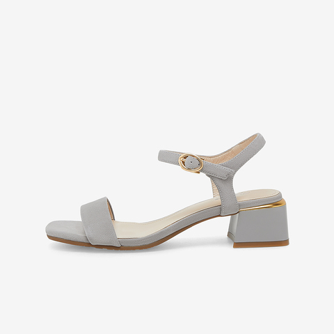 Bata仙女凉鞋2023夏季新款简约百搭羊皮中粗跟一字带凉鞋ATZ06BL3