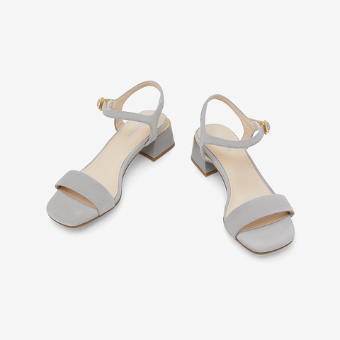 Bata仙女凉鞋2023夏季新款简约百搭羊皮中粗跟一字带凉鞋ATZ06BL3