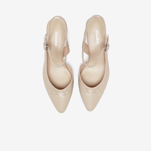 Bata仙女时装凉鞋2023夏季商场新款尖头羊皮优雅高跟凉鞋8165DBH3