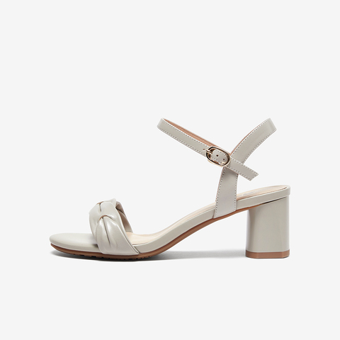 Bata一字带凉鞋女2023夏商场新款羊皮高粗跟通勤优雅凉鞋8169DBL3