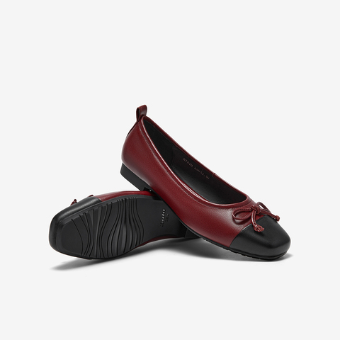 Bata浅口单鞋女2023夏季商场新款羊皮粗跟通勤蝴蝶结单鞋6721DCQ3