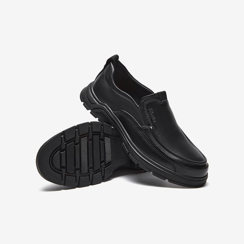 Bata乐福鞋男2023夏季新款英伦风牛皮厚底休闲通勤一脚蹬17729CM3