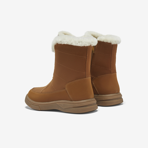 Bata雪顶靴女2023冬商场新款牛皮保暖羊毛厚底百搭雪地靴Y2311DZ3