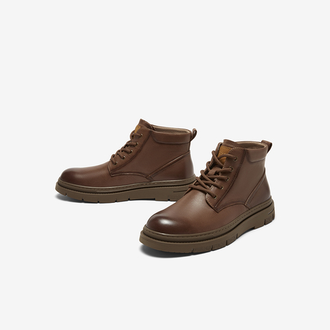 Bata马丁靴男2023冬季商场新款英伦风牛皮百搭通勤短筒靴65539DD3