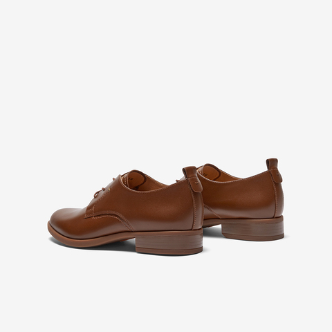 Bata牛津鞋女2023秋季商场新款英伦风牛皮粗跟软底小皮鞋AWG06CM3