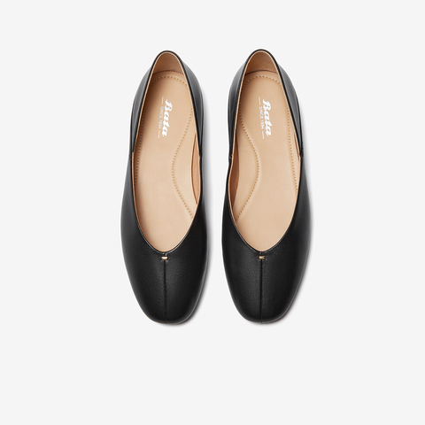 Bata浅口单鞋女2023秋季商场新款通勤百搭文艺羊皮软底鞋ART06CQ3