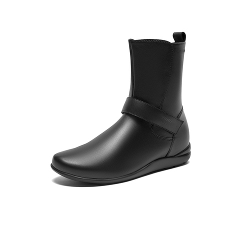 Bata时装靴女2023冬季新款百搭羊皮通勤软底舒适短筒靴AWM59DZ3