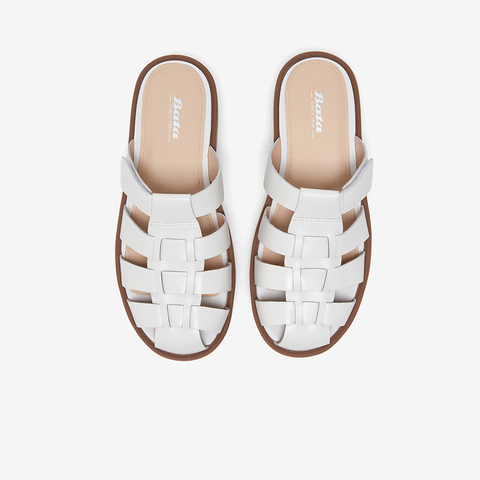 Bata包头拖鞋女2023夏季新款牛皮舒适软底罗马风外穿凉拖AON03BT3