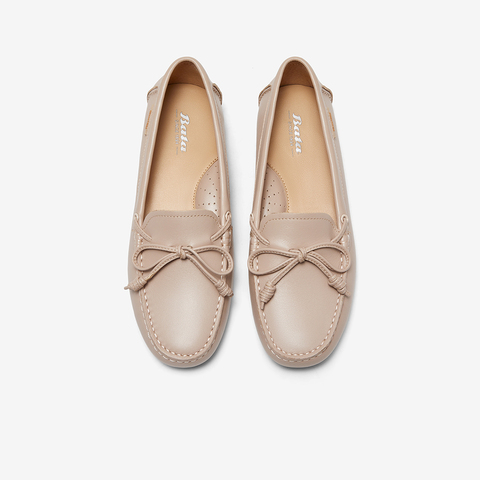 Bata乐福鞋女2024春季商场新款复古英伦风羊皮软底一脚蹬8581DAA4