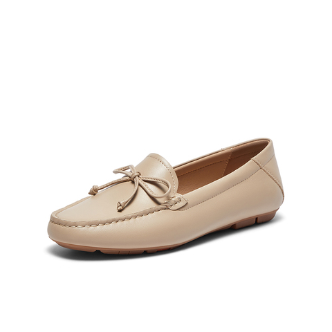 Bata乐福鞋女2024春季新款复古英伦风羊皮软底通勤单鞋85810AA4