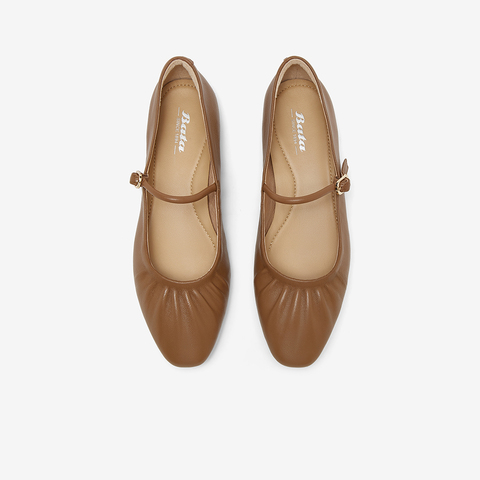 Bata雪芙玛丽珍女2024春商场新款百搭羊皮通勤软底浅口鞋AFY29AQ4