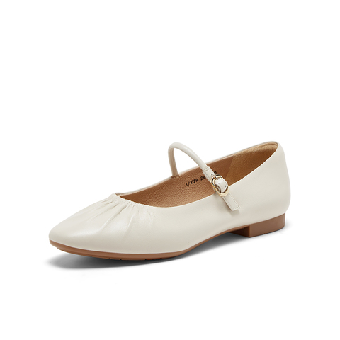 Bata雪芙玛丽珍女2024春商场新款百搭羊皮通勤软底浅口鞋AFY29AQ4