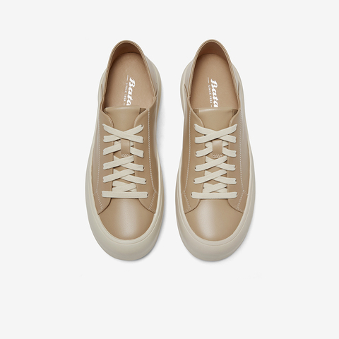 Bata休闲鞋女2024春季新款时尚通勤牛皮百搭运动经典板鞋VQT05AM4