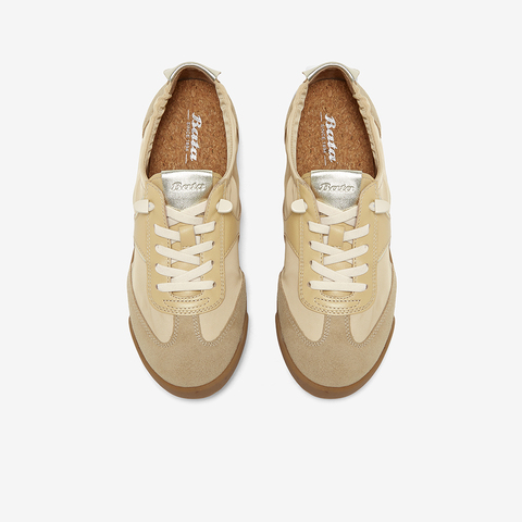 Bata木作休闲鞋女2024春商场新款百搭羊皮软底通勤运动鞋ACO26AM4