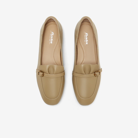 Bata乐福鞋女2024春季商场新款复古英伦风羊皮软底单鞋ART23AA4