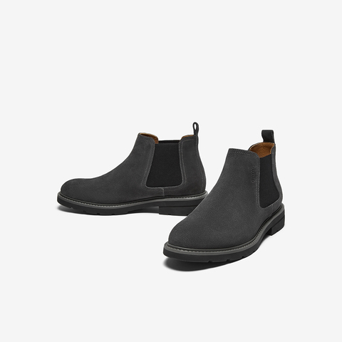 Bata切尔西男2024冬商场新款英伦通勤牛剖皮百搭通勤低靴11616DD4