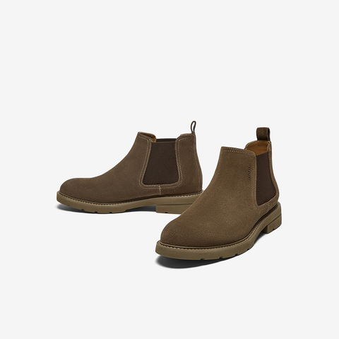 Bata切尔西男2024冬商场新款英伦通勤牛剖皮百搭通勤低靴11616DD4