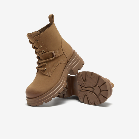 Bata马丁靴女2024冬季商场新款羊皮英伦风粗跟短筒靴2323DDD4