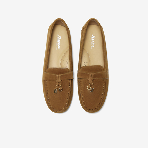 Bata乐福鞋女2025春商场新款英伦羊皮通勤百搭软底一脚蹬UFP11AA5