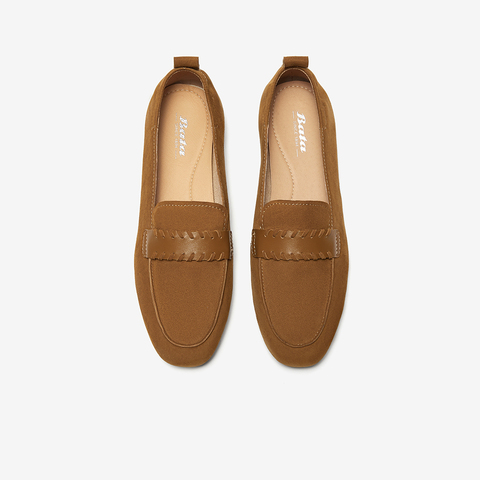 Bata乐福鞋女2025春商场新款英伦羊皮通勤粗跟软底一脚蹬AVL44AA5