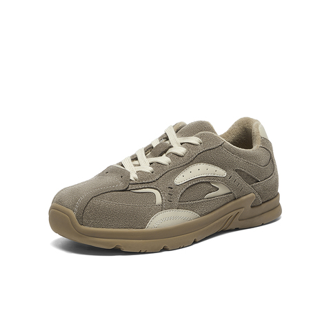 Bata休闲鞋女2025春季新款牛剖皮厚底通勤百搭运动鞋063R1AM5