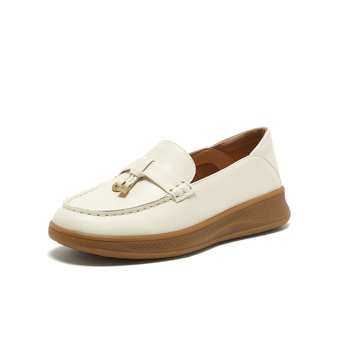 Bata乐福鞋女2025春商场新款复古英伦厚底牛皮通勤一脚蹬WRVG4AA5