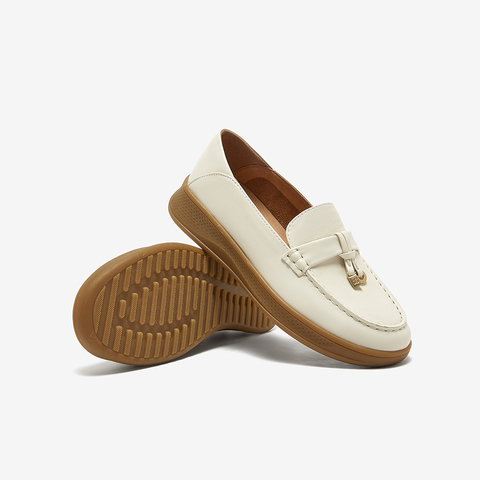 Bata乐福鞋女2025春商场新款复古英伦厚底牛皮通勤一脚蹬WRVG4AA5