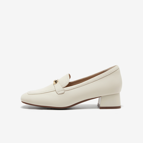 Bata乐福鞋女2025春商场新款英伦羊皮通勤粗跟软底一脚蹬ANE12AA5