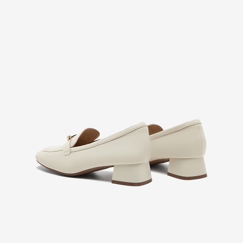 Bata乐福鞋女2025春商场新款英伦羊皮通勤粗跟软底一脚蹬ANE12AA5