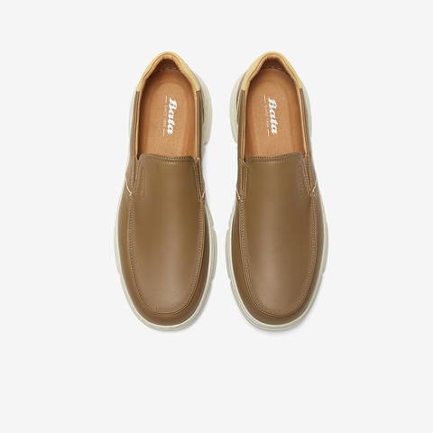 Bata乐福鞋男2025春商场新款羊皮软底舒适厚底百搭一脚蹬W9065AM5