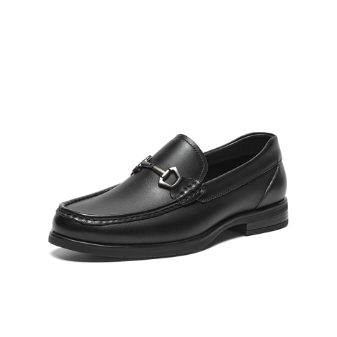 Bata商务鞋男2025春商场新款英伦羊皮通勤一脚蹬乐福鞋Z8392AM5