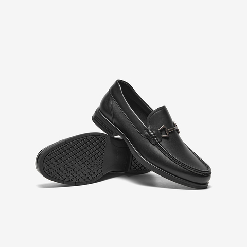 Bata商务鞋男2025春商场新款英伦羊皮通勤一脚蹬乐福鞋Z8392AM5